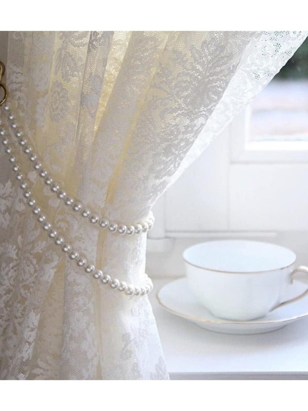 Elegant Pearl Curtain Tie Backs - Set of 2 Handmade Window Treatment Decor